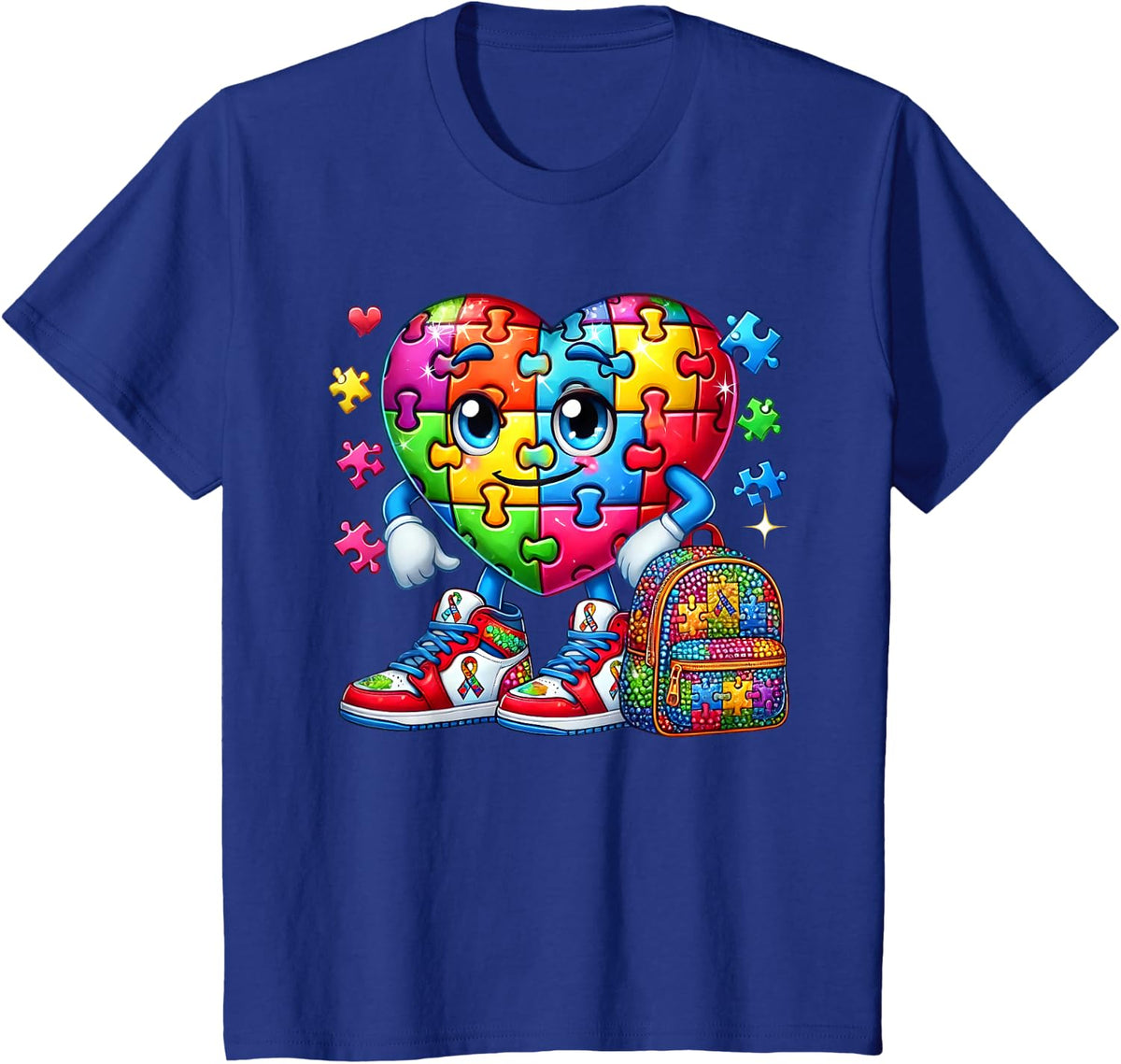 Autism Awareness Accept Understand Love Autistic Puzzle Tees T-Shirts for Men Women Kids - Royal Blue