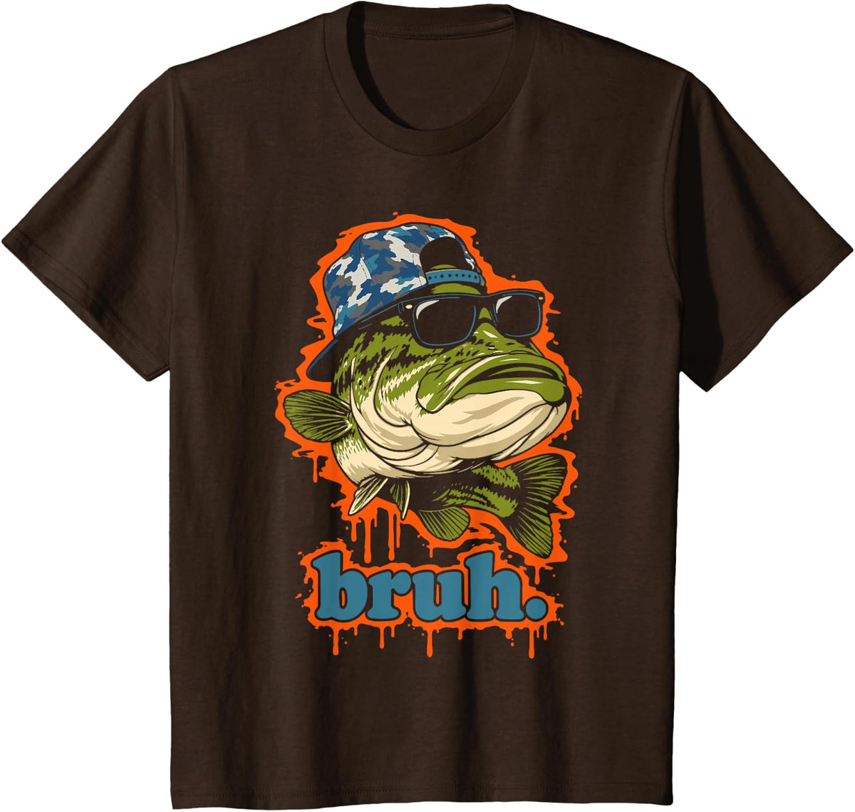 Funny Fishing Bruh Bass Fisher T-Shirt - Brown