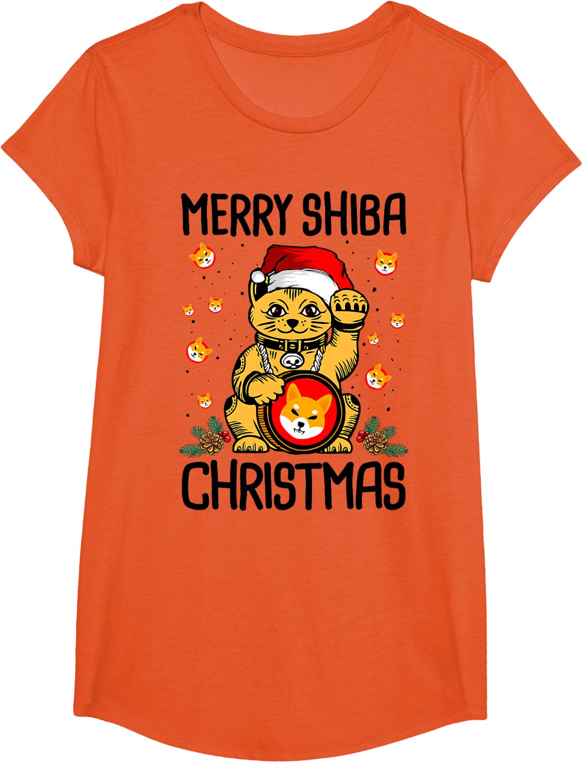 Christmas Shiba Inu Crypto T-Shirt - Girls Orange