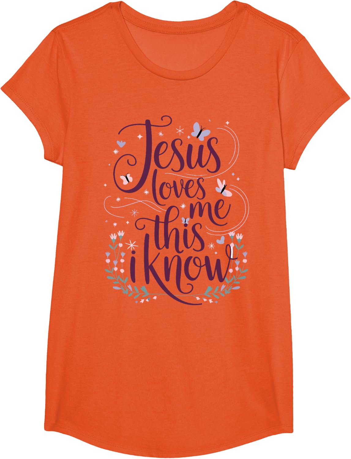 Girl Jesus Loves Me I Know Christian Toddler Sister God Mom T-Shirt - Girls Orange