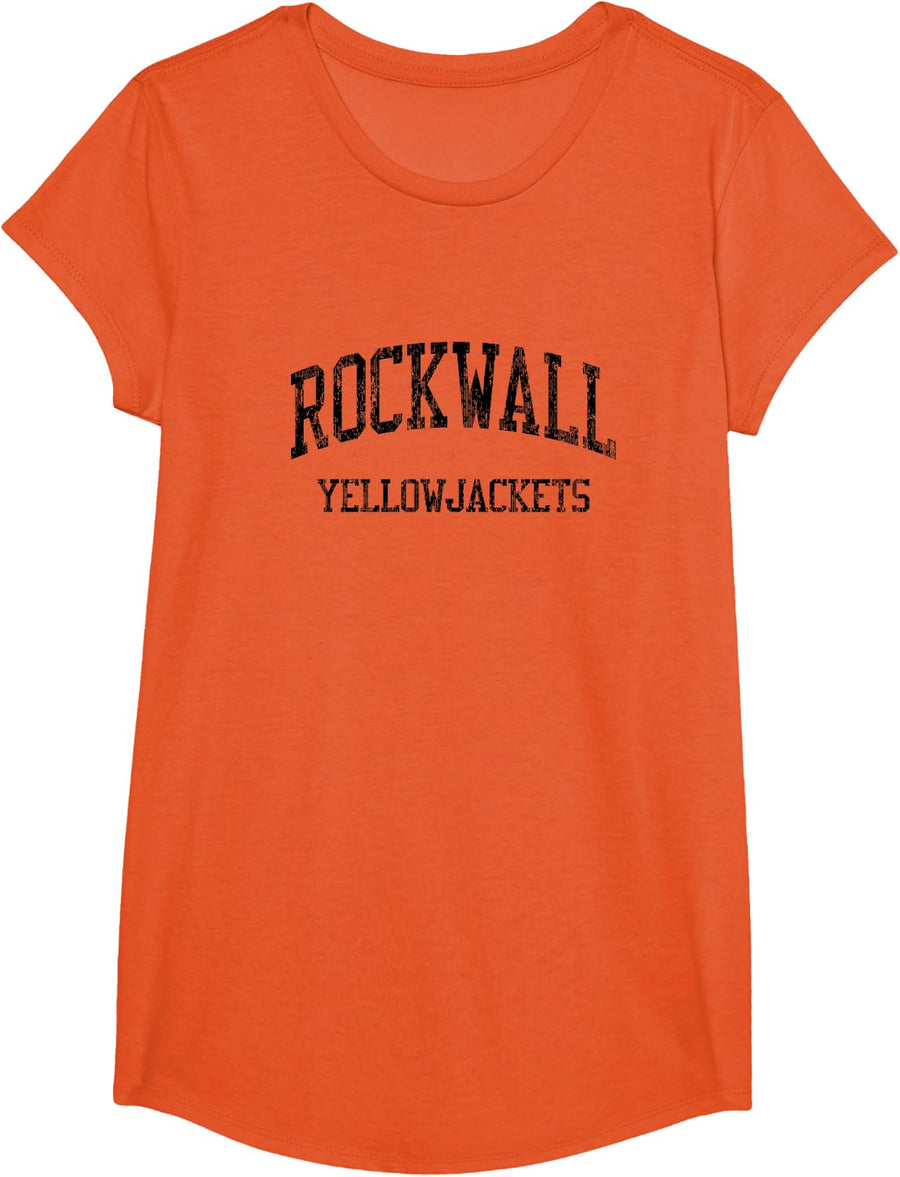 Rockwall High School HS Rockwall TX Vintage Sports T-Shirt - Girls Orange