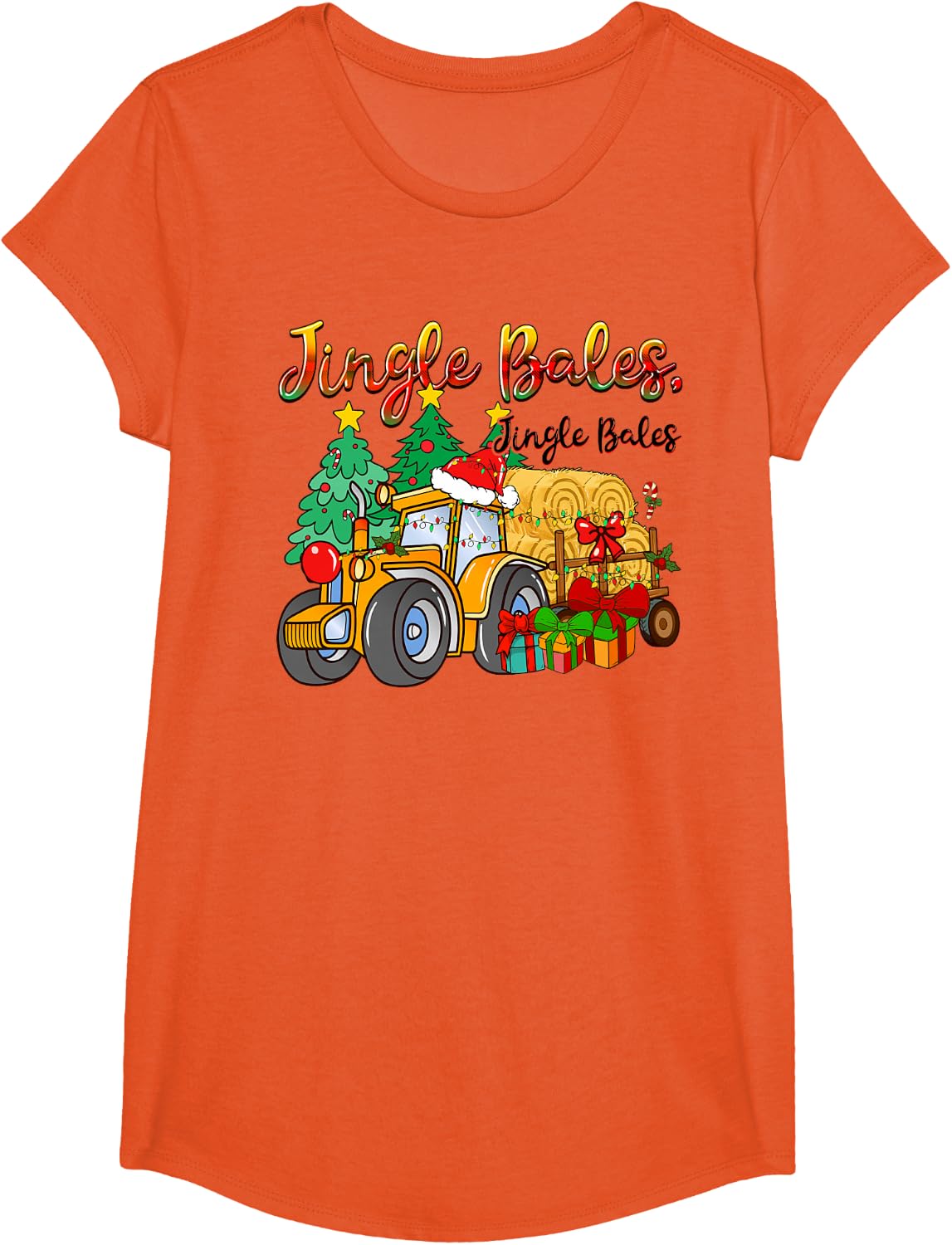 Jingle Bales Funny Farmers Fall Christmas Bales T-Shirt - Girls Orange