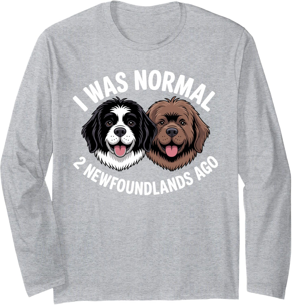 Cool Newfoundland Art for Men Women Kids Newfie Newfoundland Long Sleeve T-Shirt - Adult Unisex Heather Grey