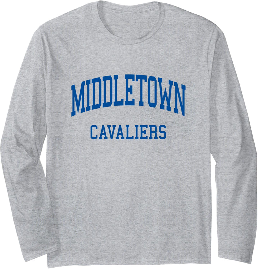 Middletown High School HS Middletown DE Retro Long Sleeve T-Shirt - Adult Unisex Heather Grey