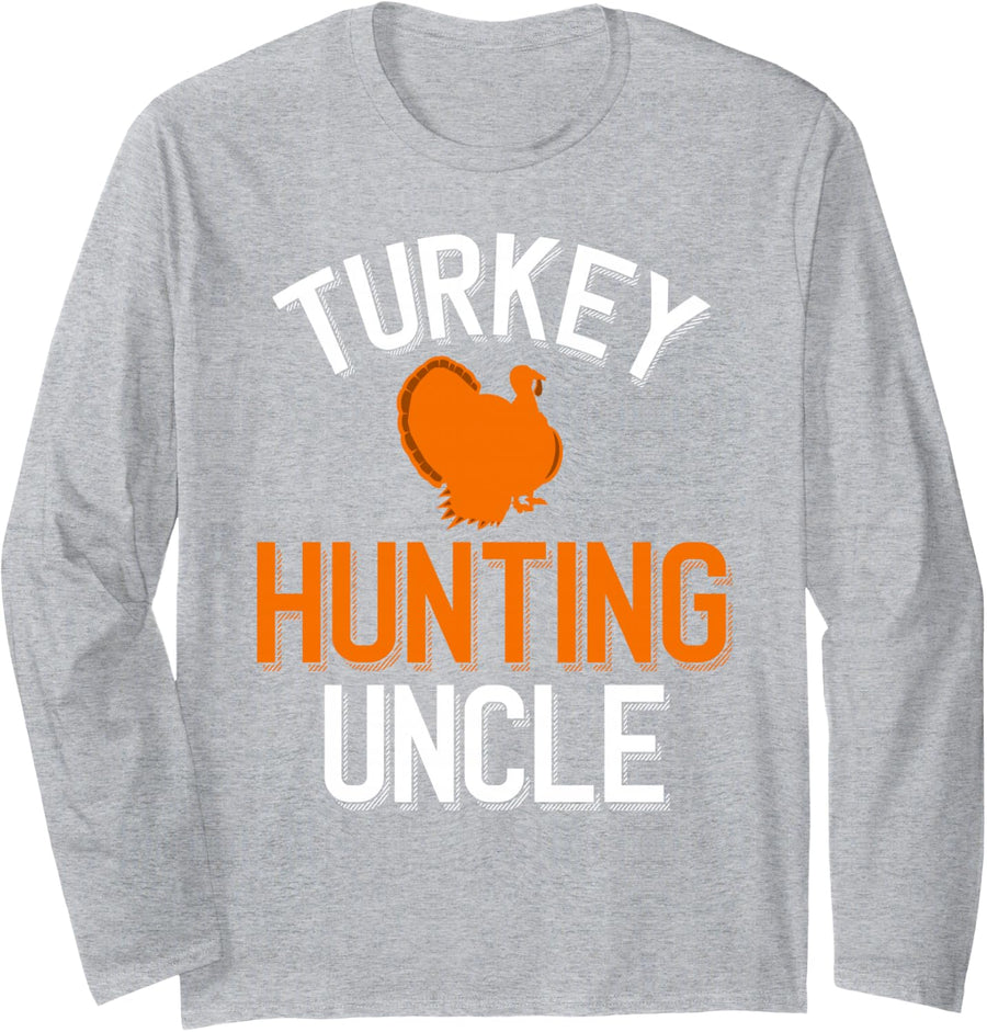 Turkey Hunter Hunting Uncle Long Sleeve T-Shirt - Adult Unisex Heather Grey