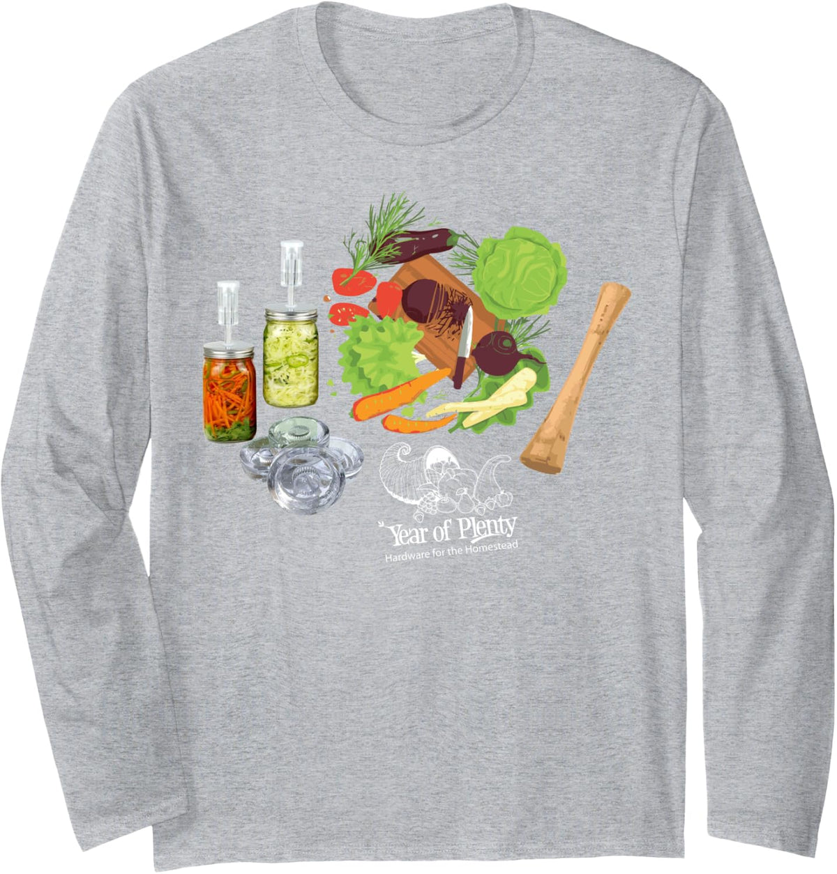 Year of Plenty: Hardware for the Homestead Long Sleeve T-Shirt - Adult Unisex Heather Grey