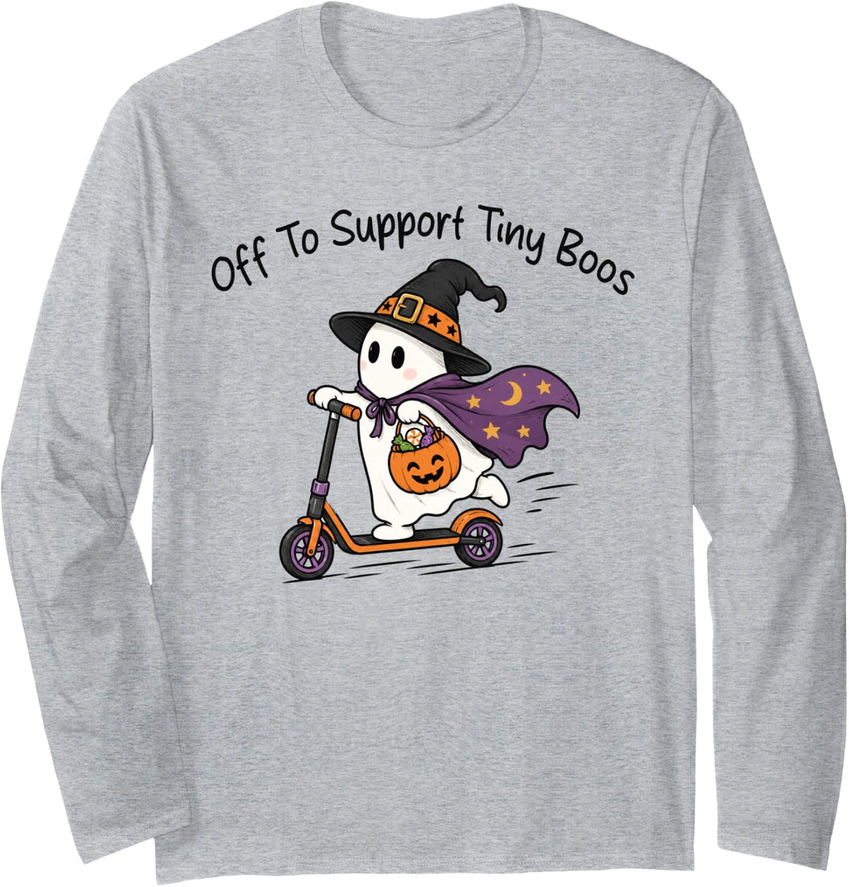 NICU Nurse Ghost Halloween Off to Support Tiny Boos Long Sleeve T-Shirt - Adult Unisex Heather Grey