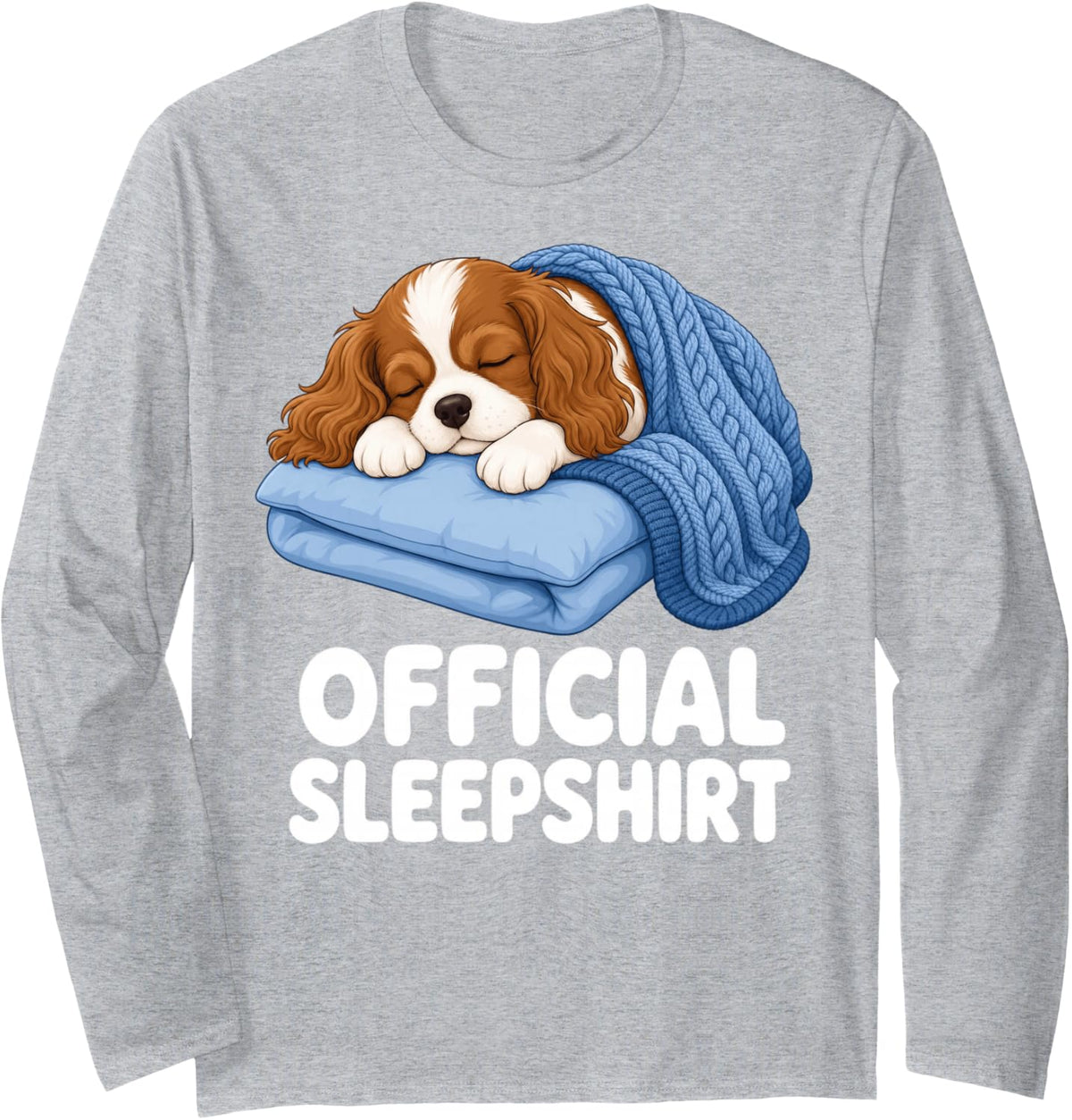 Cavalier King Charles Design Men Women Kids Cavalier Spaniel Long Sleeve T-Shirt - Adult Unisex Heather Grey