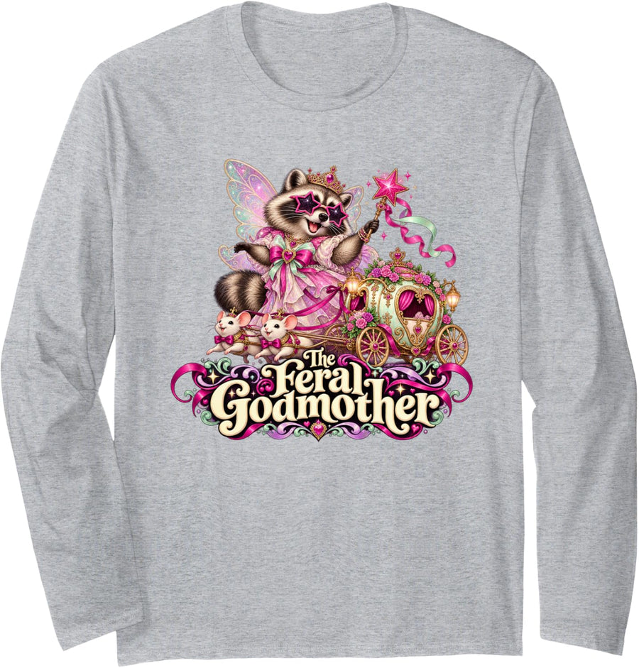 Magical Raccoon Coach The Feral Godmother Long Sleeve T-Shirt - Adult Unisex Heather Grey