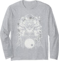 Tiger Drummer Drum Set Percussion Musician Rock Music Band Long Sleeve T-Shirt - Adult Unisex Heather Grey