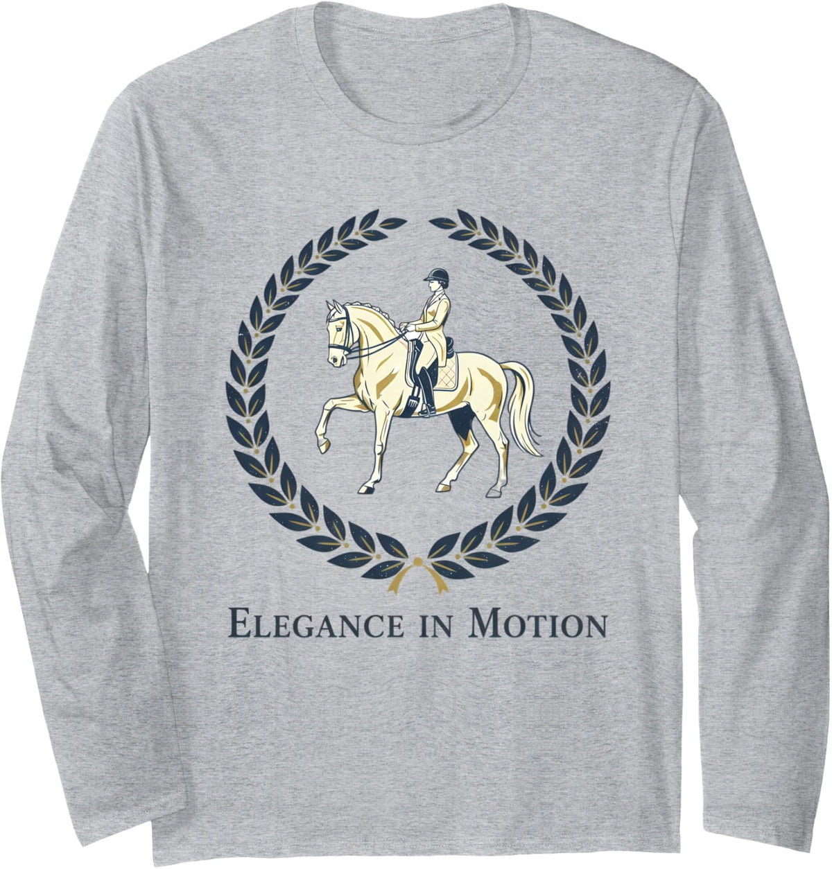 Elegance in Motion Horse Riding Dressage Long Sleeve T-Shirt - Adult Unisex Heather Grey