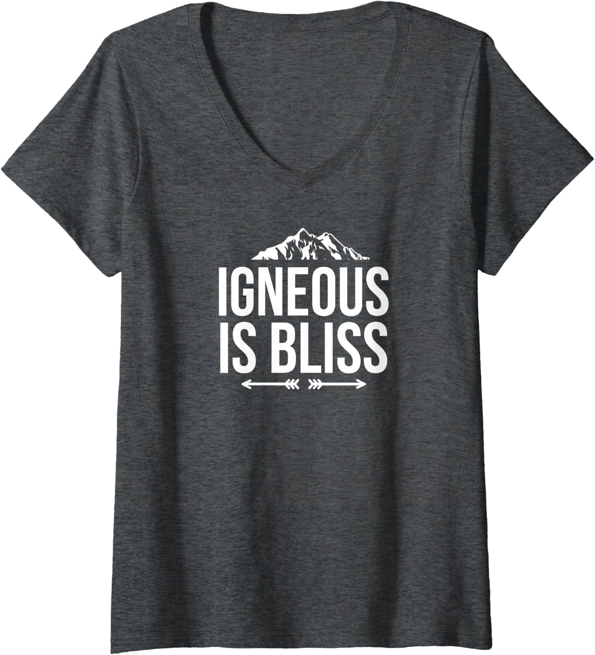 Women's Igneous is Bliss Mineral Geologist Scientist Hunting Rocks V-Neck T-Shirt - Dark Heather Grey