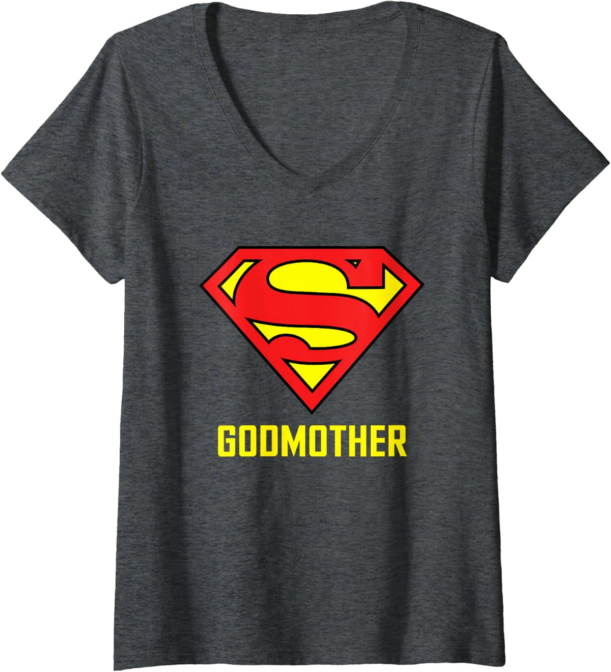Women's Superman Super Godmother V-Neck T-Shirt - Dark Heather Grey