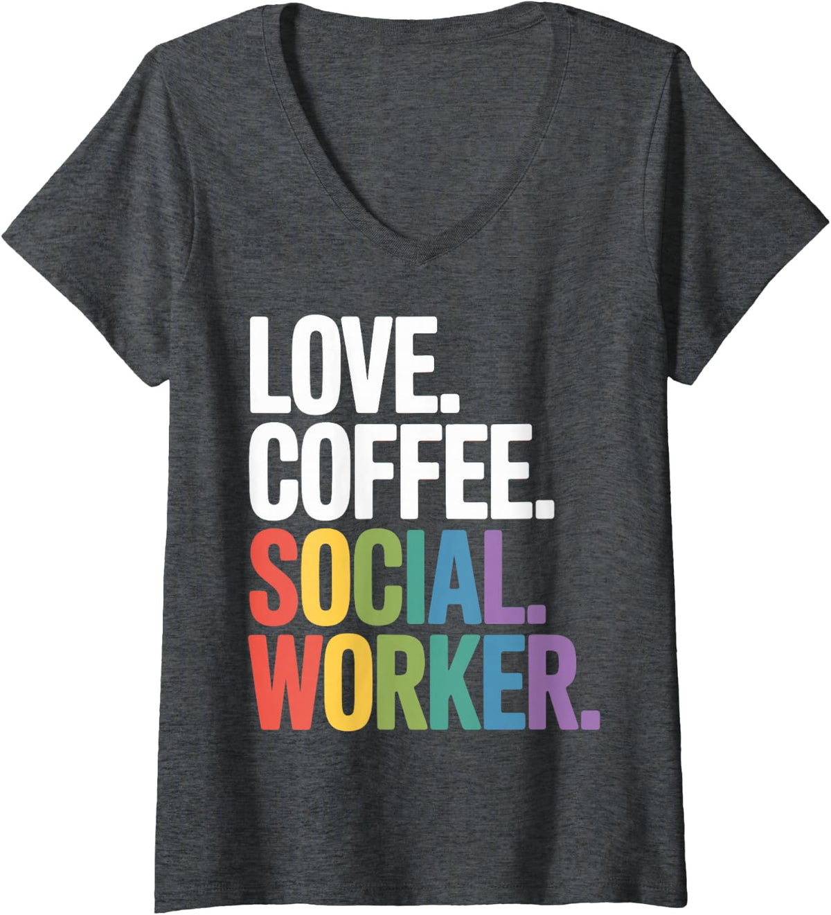 Women's Love Coffee Social Worker for Hospice Nursing Homes V-Neck T-Shirt - Dark Heather Grey