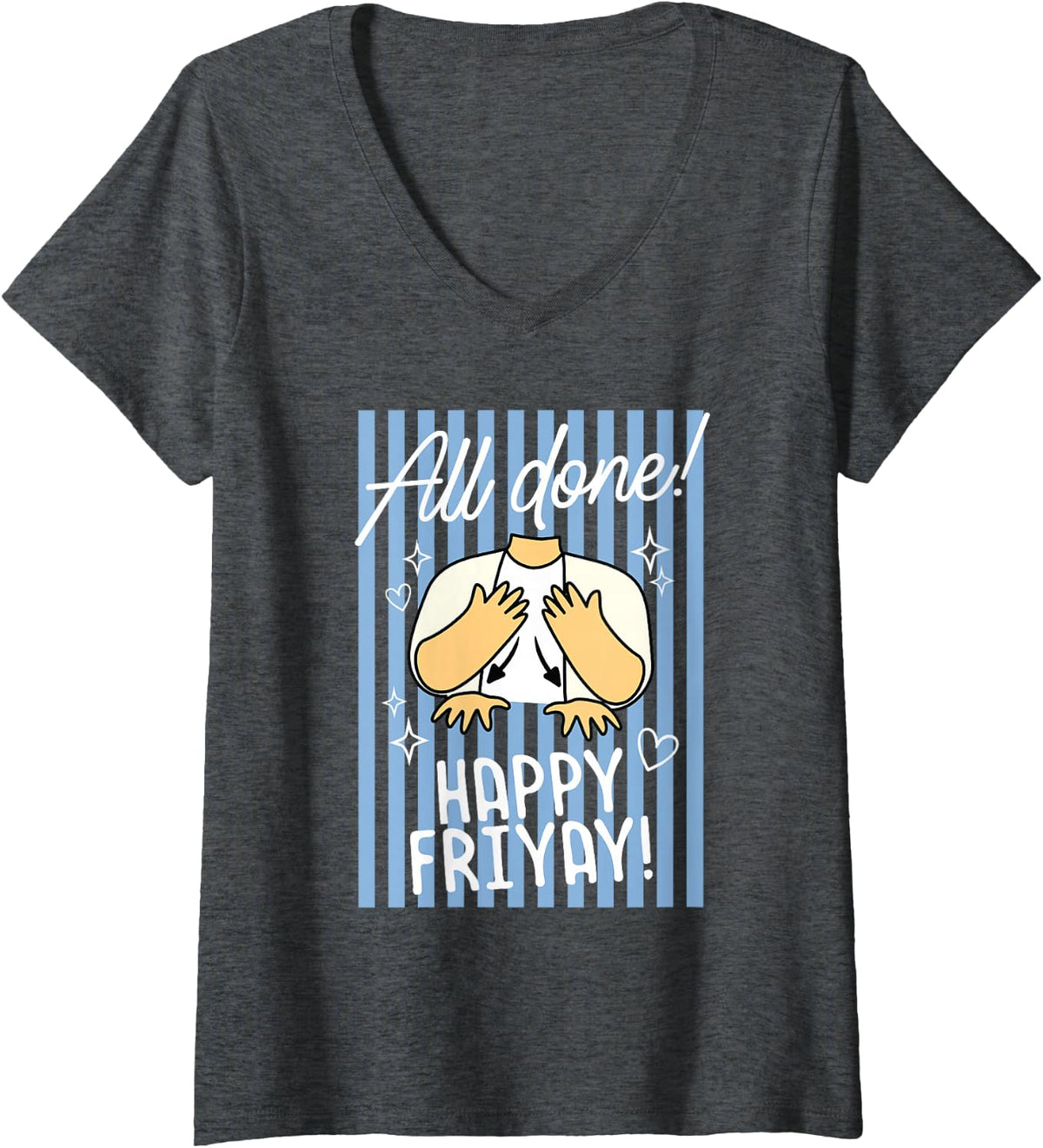 Women's All Done Happy Friyay Special Education SPED Teacher para V-Neck T-Shirt - Dark Heather Grey