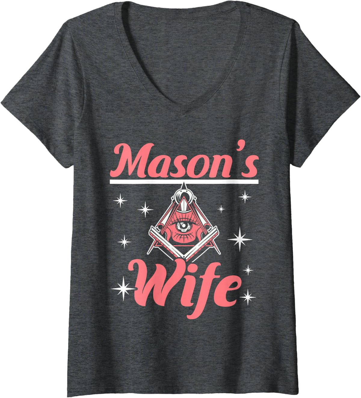 Women's Mason's Wife Freemason Mason Freemasonry V-Neck T-Shirt - Dark Heather Grey