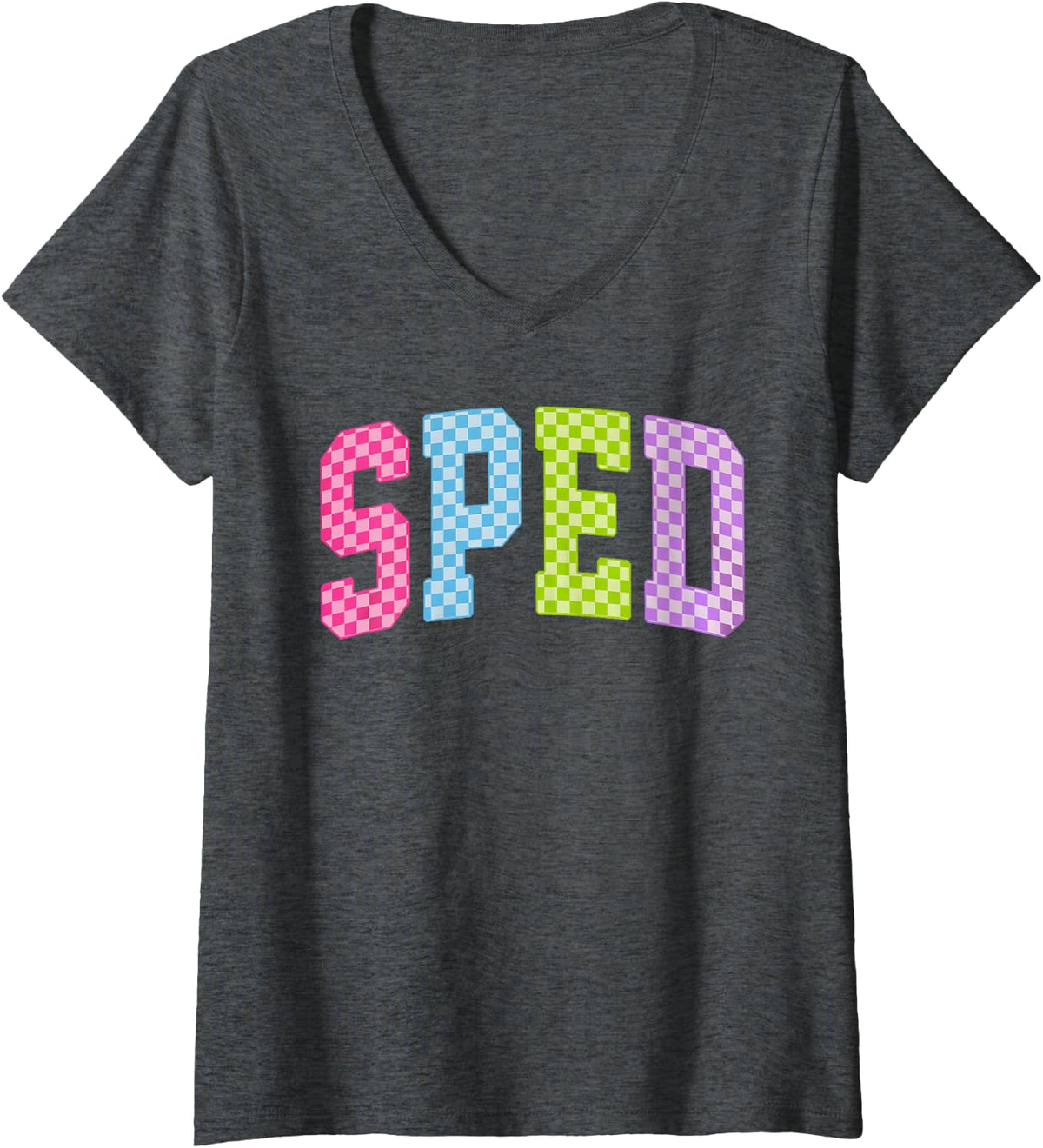 Women's SPED Special Education Back to School Teacher Men Women V-Neck T-Shirt - Dark Heather Grey