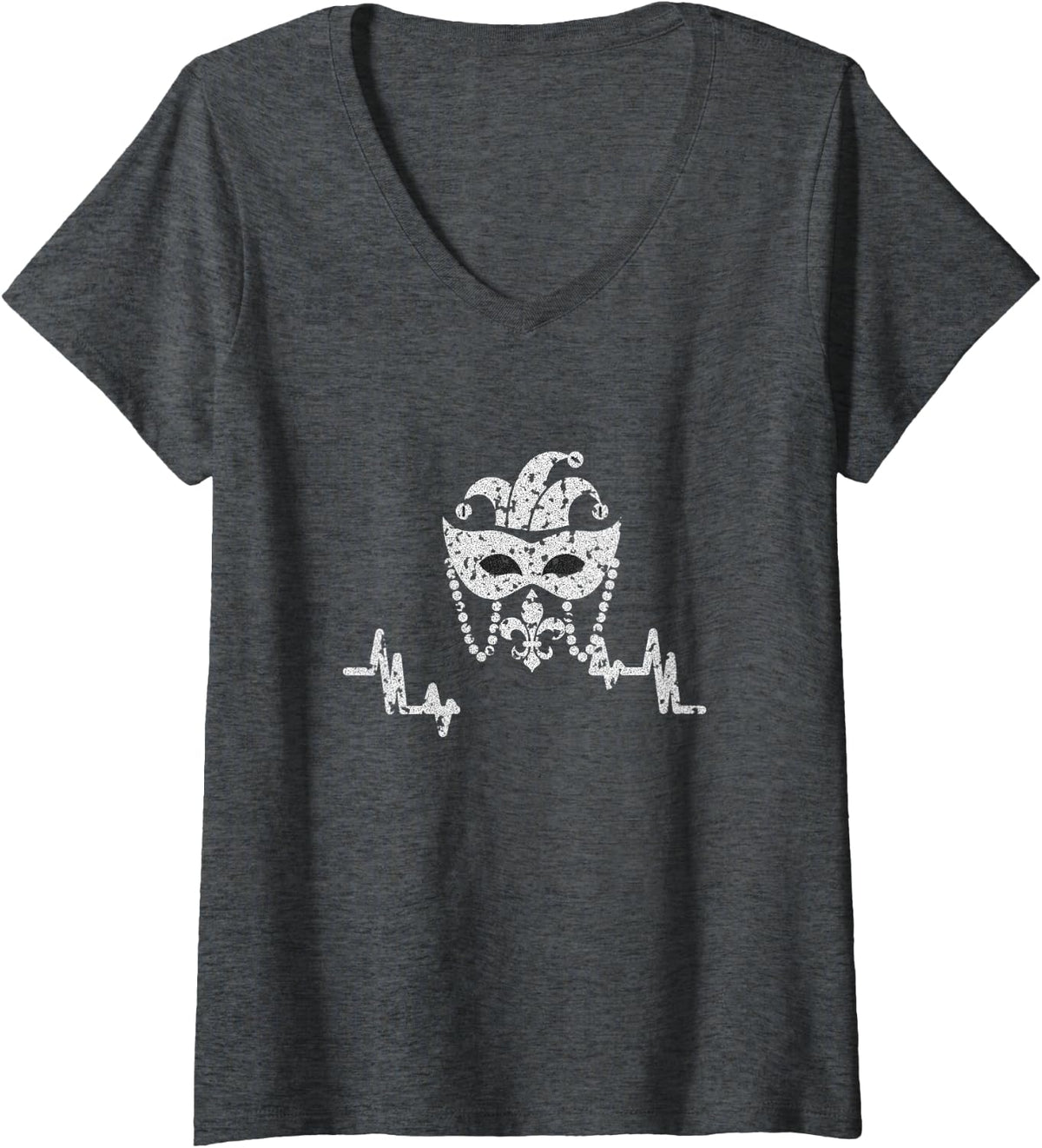 Women's Mardi Gras Parade - Neutral Ground Squatter V-Neck T-Shirt - Dark Heather Grey