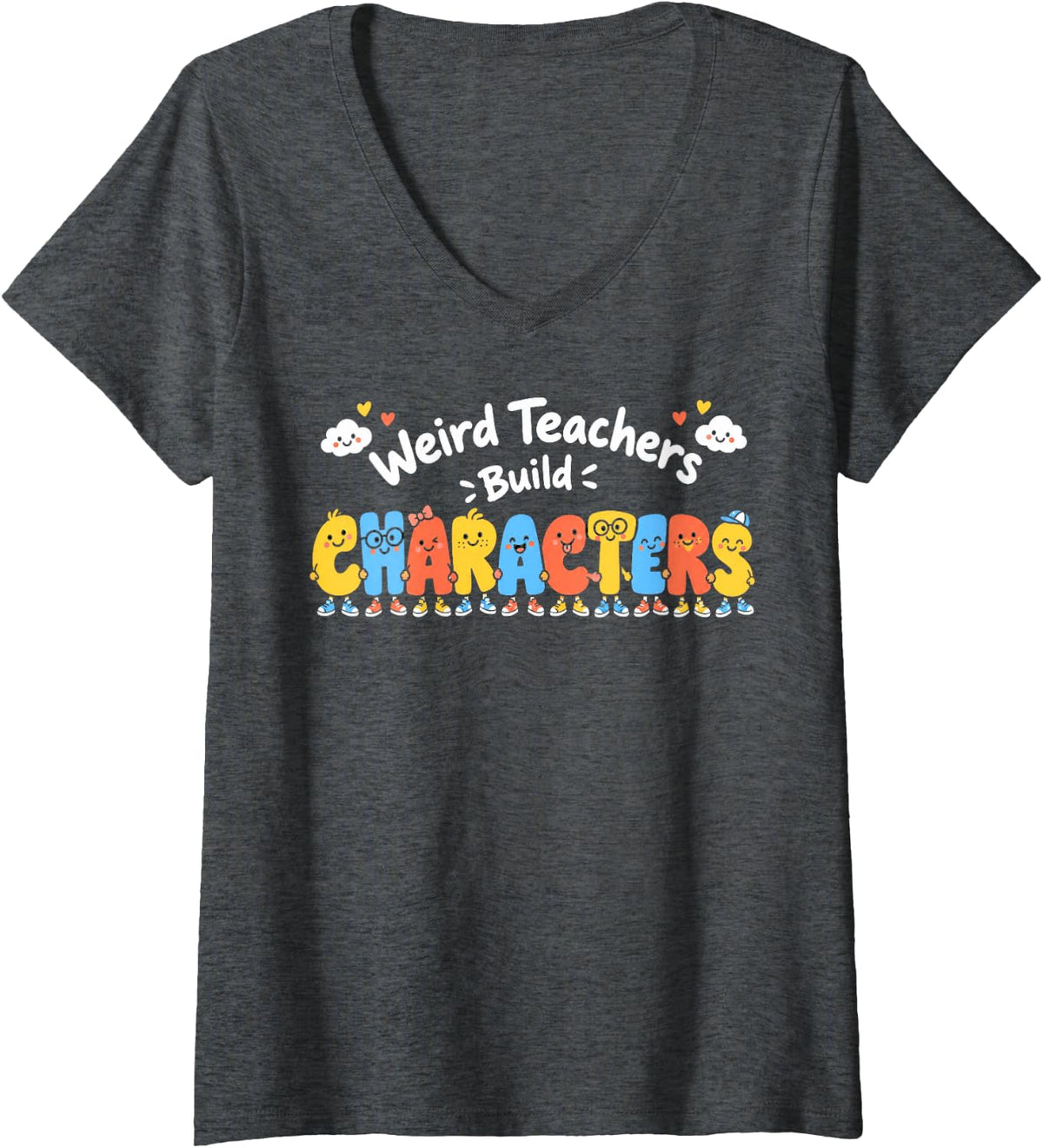 Women's Weird Teachers Build Characters - Special Education V-Neck T-Shirt - Dark Heather Grey