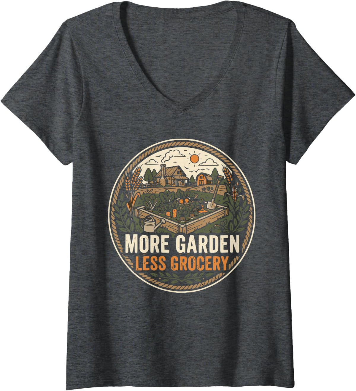 Women's Homesteading Lifestyle Canning Food Preservation Homesteader V-Neck T-Shirt - Dark Heather Grey