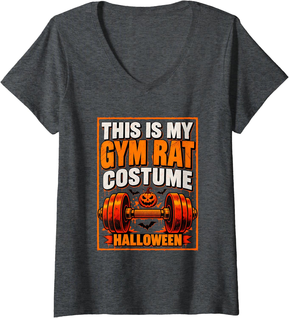 Women's This is My Gym Rat Costume Halloween Gym Rat Costume V-Neck T-Shirt - Dark Heather Grey