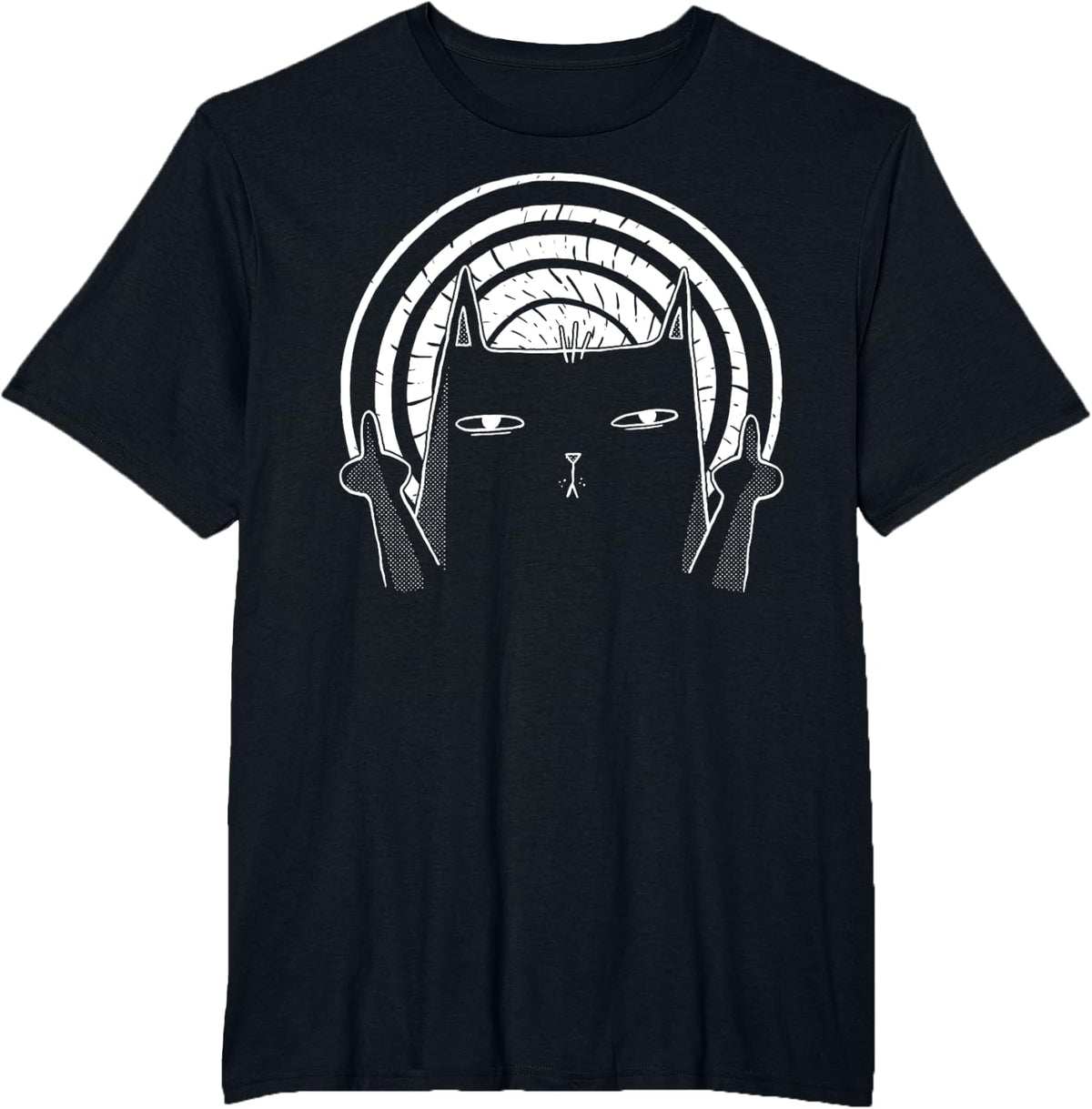 Cat Finger - Cat Flipping Off T-Shirt - Black