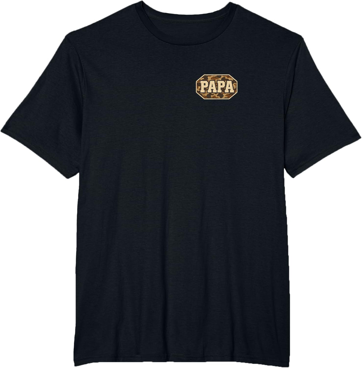 Camo Papa Pocket Badge Old School Duck Camouflage Hunting T-Shirt - Black