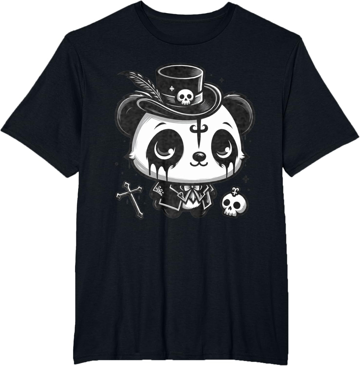 Gothic Panda Bear Purple Goth Animal Lovers Design T-Shirt - Black