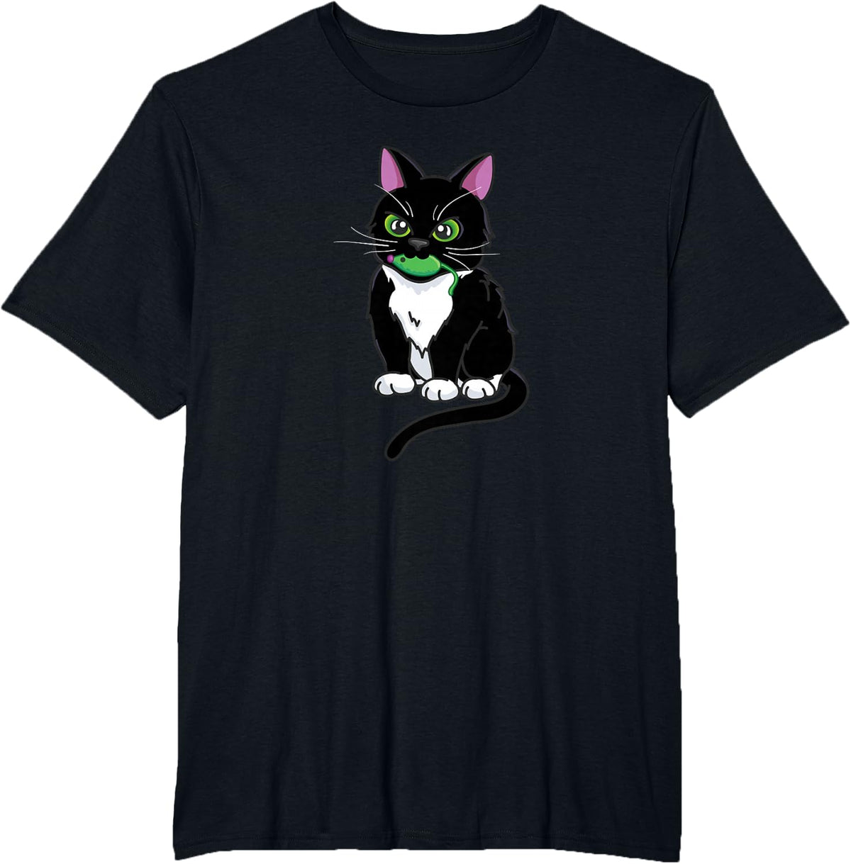 The Dusty Top Hat Ltd. Black Tuxedo Cat T-Shirt - Black