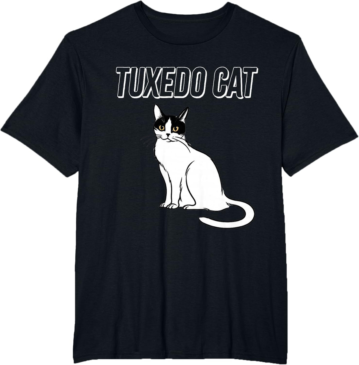 Tuxedo Cat Minimal Sketch Mom Dad Father's Mother's Day T-Shirt - Black