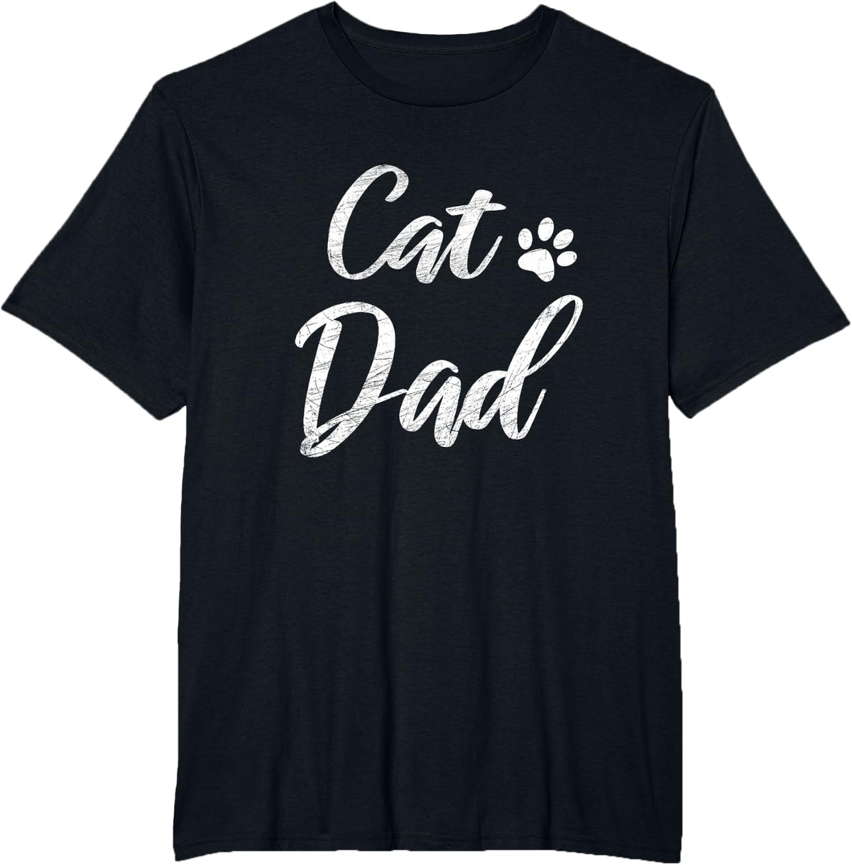 Cat Dad - Vintage Distressed Design - Funny Cat Paw T-Shirt - Black