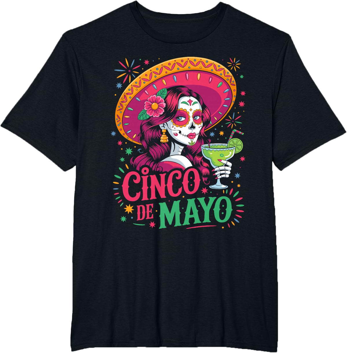 Funny Mexican Women Cinco De Mayo T-Shirt - Black