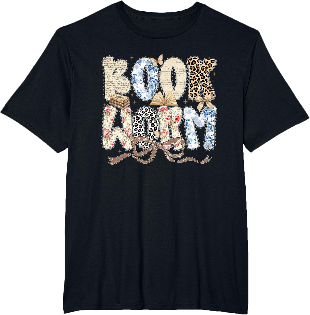 Bookworm Coquette Bow Booktrovert Reading Lover Bookish T-Shirt - Black