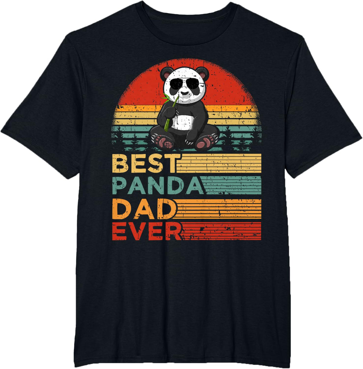 Best Panda Dad Ever Shirt Funny Vintage Father's Day Tee T-Shirt For Men - Black