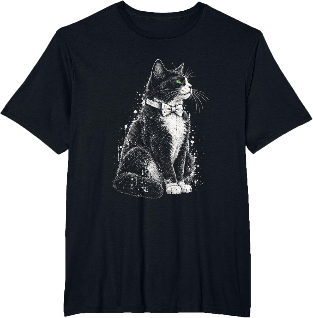 Punk Kitten Funny Mohawk Tuxedo Cat Rock Grunge T-Shirt - Black