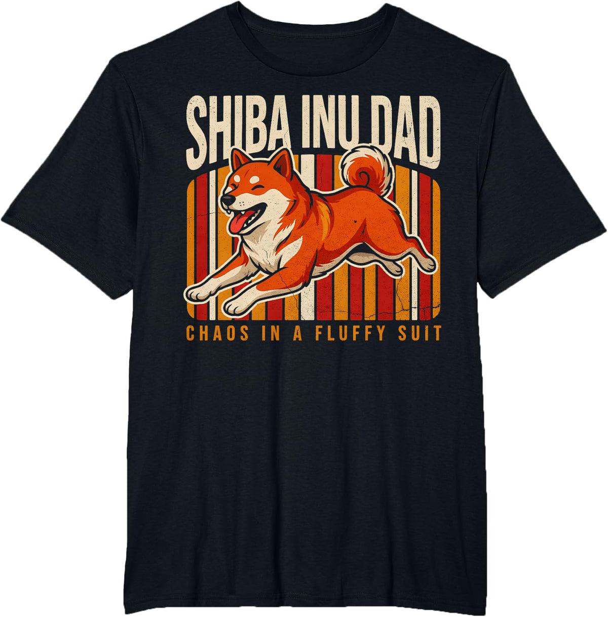 Shiba Inu Dad Chaos in A Fluffy Suit Dog Lover T-Shirt - Black