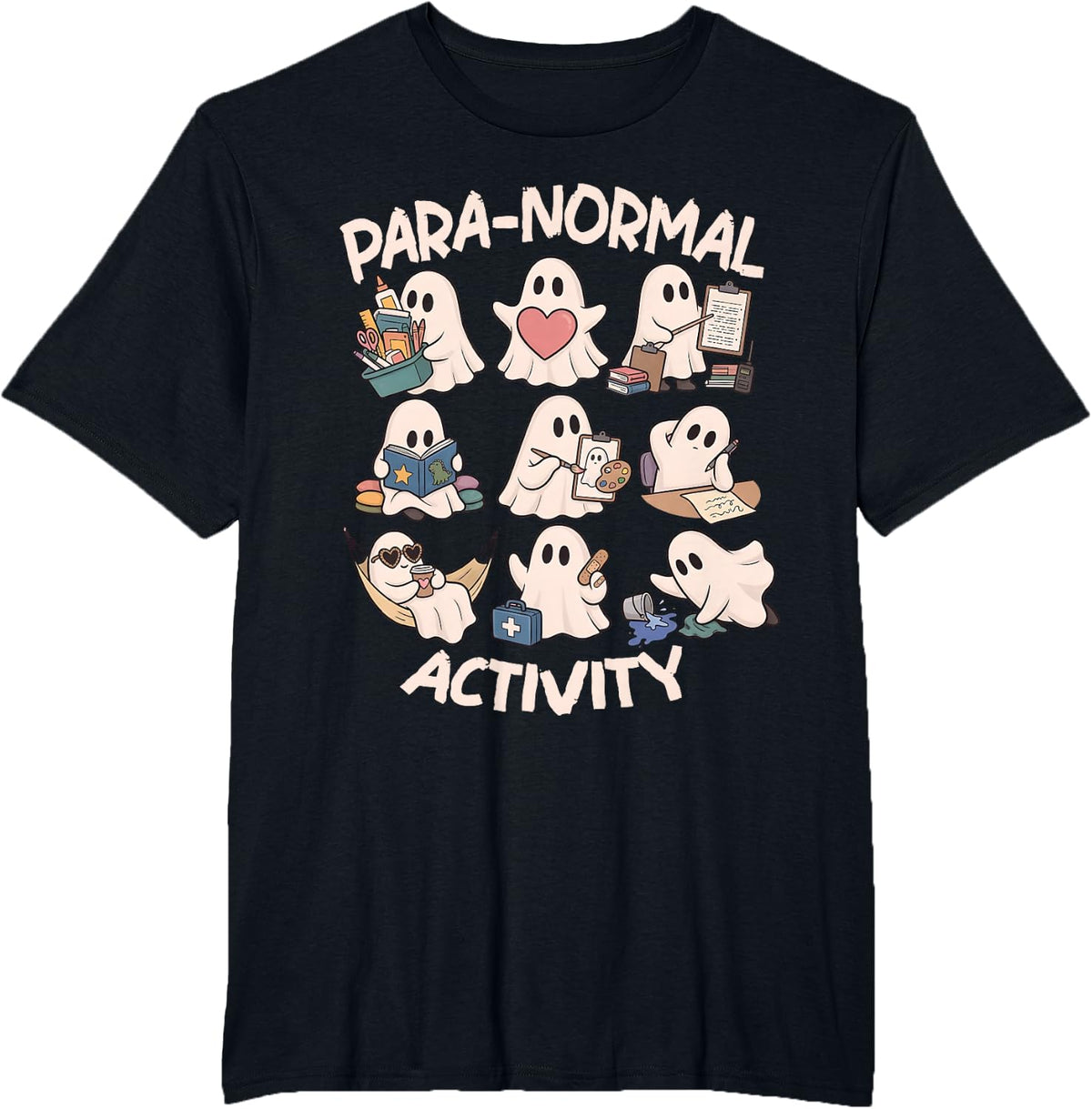 Paraprofessional Halloween, Cute Ghost para-Normal Activity T-Shirt - Black