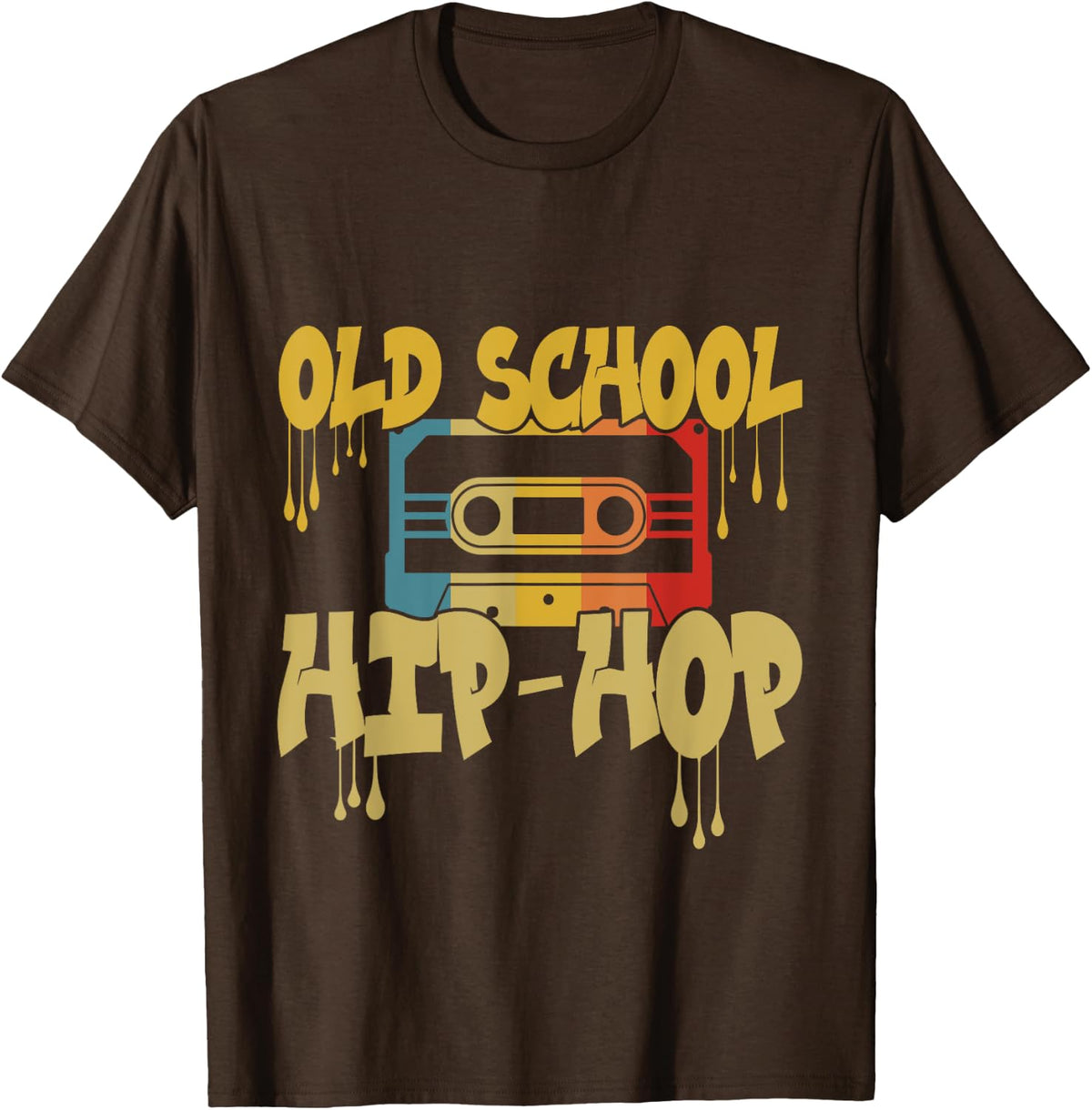 Old School Hip Hop Music Retro Cassette Tape Vintage Rap T-Shirt - Brown