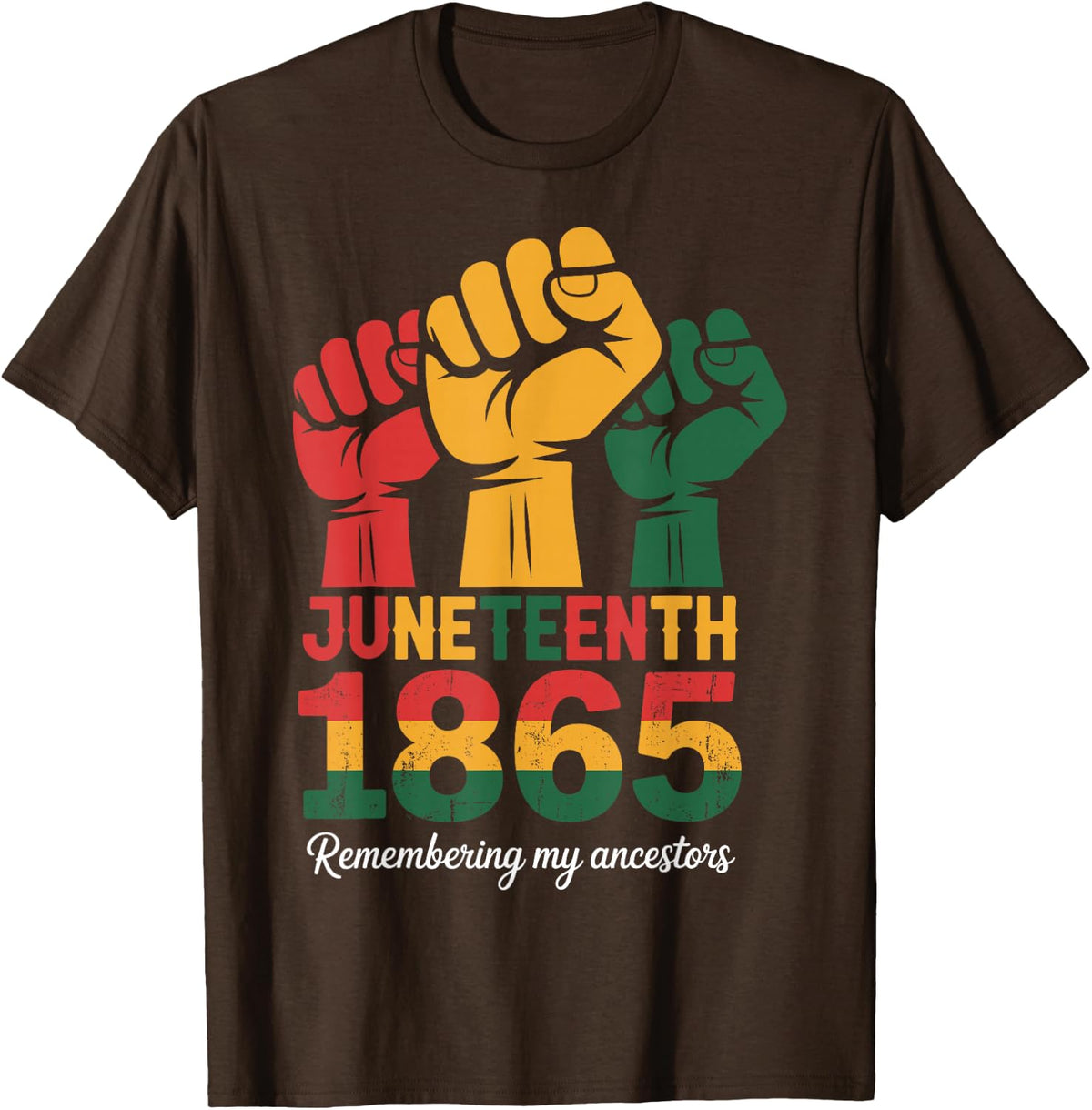 African American 1865 Juneteenth Black History Men Women T-Shirt - Brown