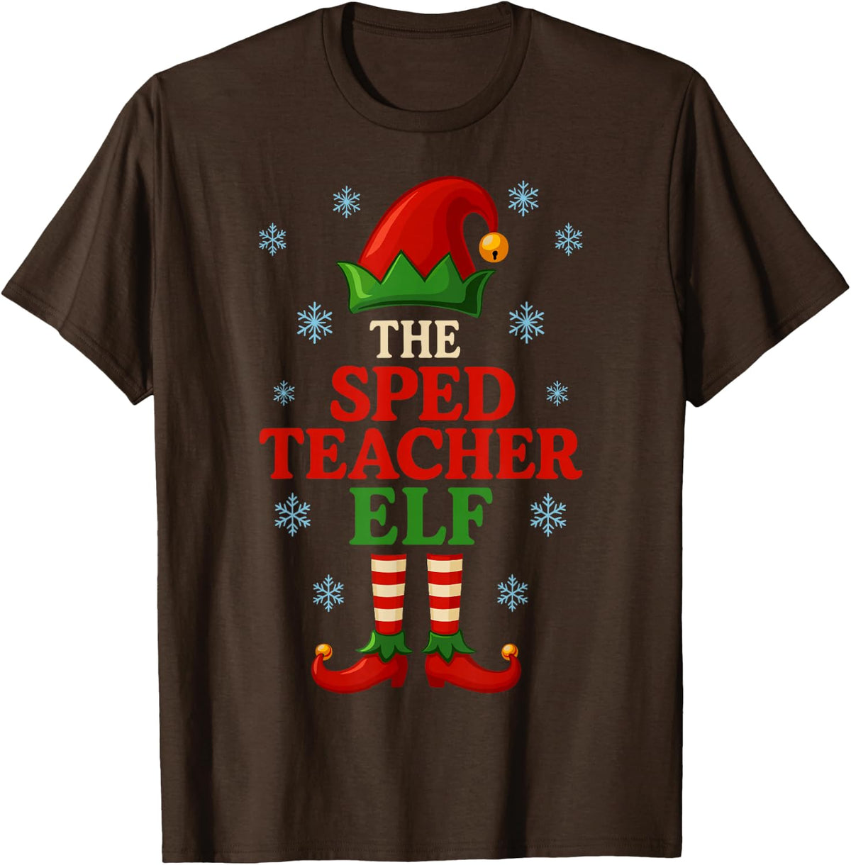 The SPED Teacher Elf Christmas Special Education Teacher T-Shirt - Brown