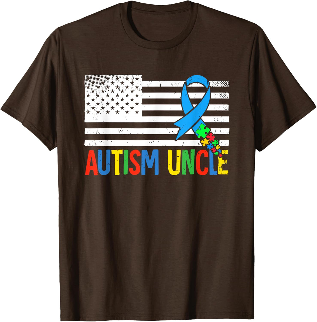 Autism Awareness Autism Uncle T-Shirt - Brown