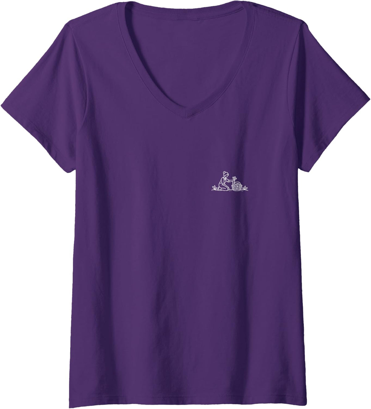 Women's Homesteading Tiny Hobby Scene Minimalist Country Design V-Neck T-Shirt - Purple