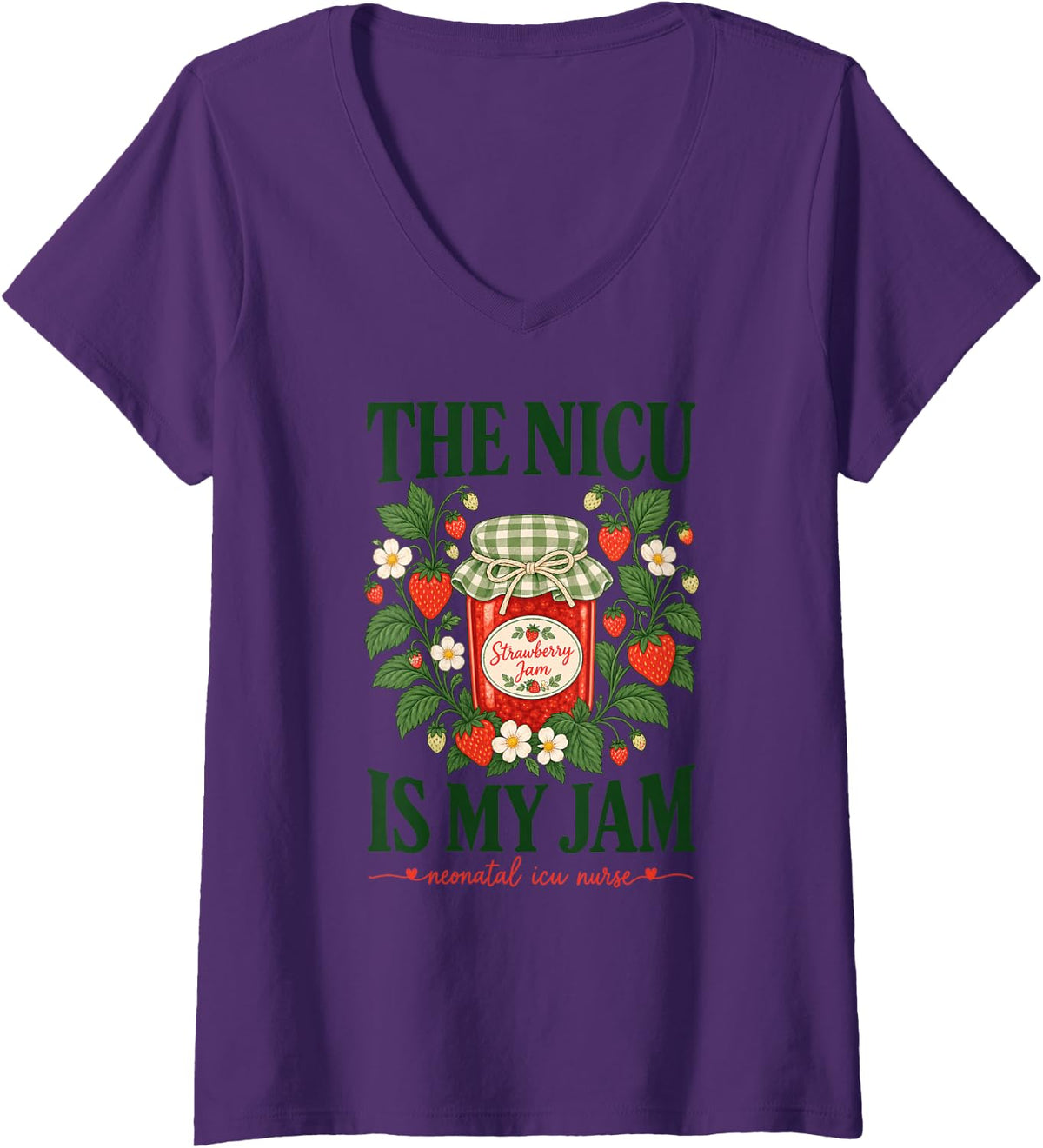 Women's The NICU is My Jam Neonatal ICU Nurse V-Neck T-Shirt - Purple
