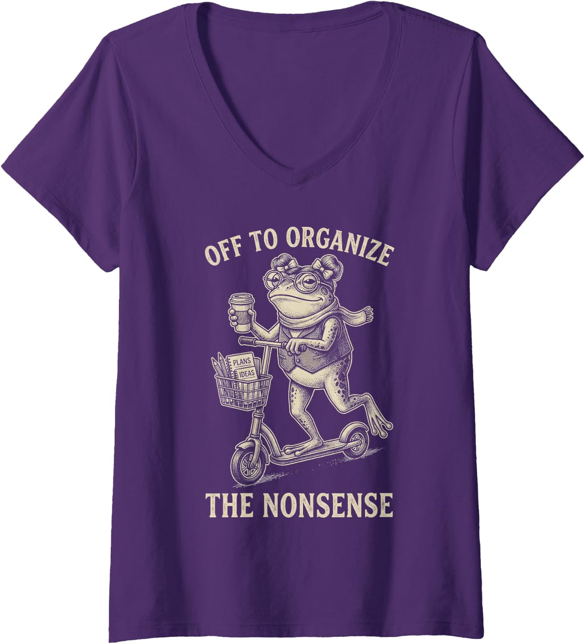 Women's Off to Organize The Nonsense Chaos Coordinator Mother V-Neck T-Shirt - Purple