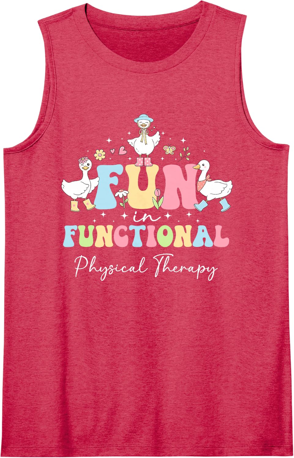 Fun in Functional Physical Therapy Physical Therapist PT Sleeveless Tank Top - Red