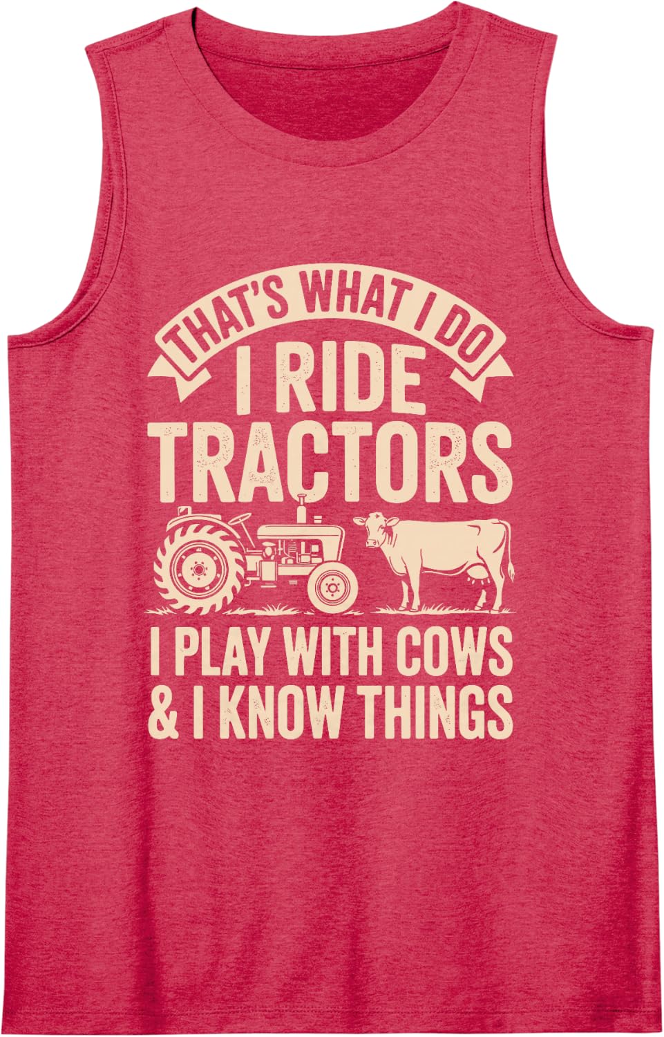 Funny Tractor Art for Men Women Kids Farm Tractor Lovers Sleeveless Tank Top - Red