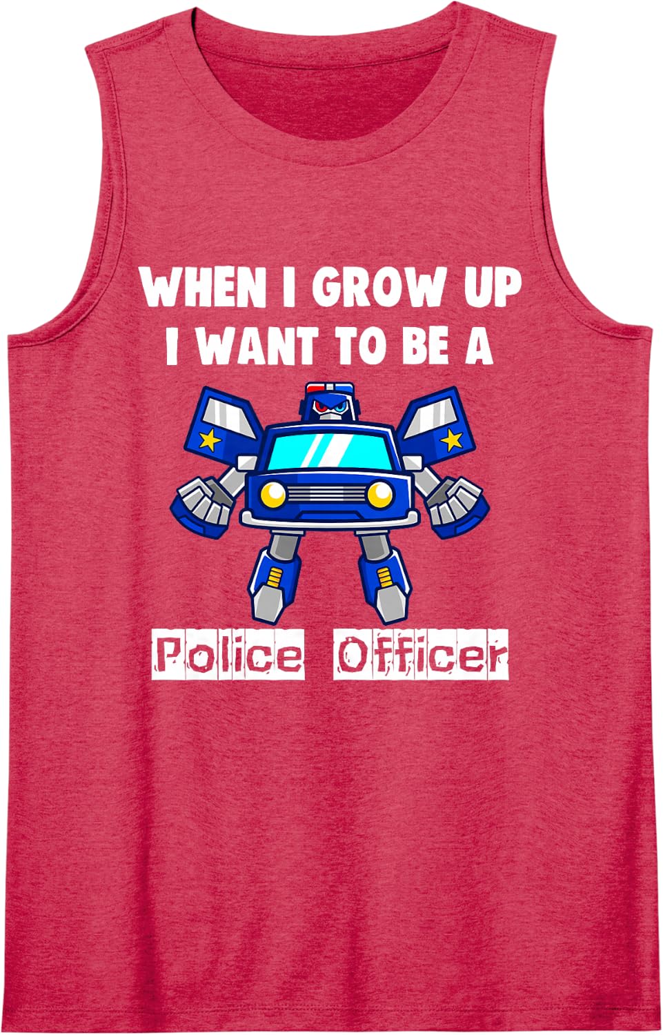 When I Grow Up I Want to Be A Police Officer Policeman Cop Sleeveless Tank Top - Red