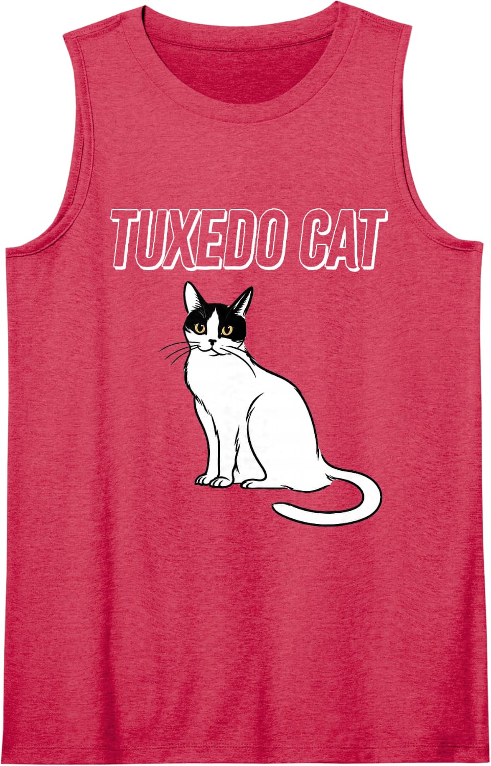 Tuxedo Cat Minimal Sketch Mom Dad Father's Mother's Day Sleeveless Tank Top - Red