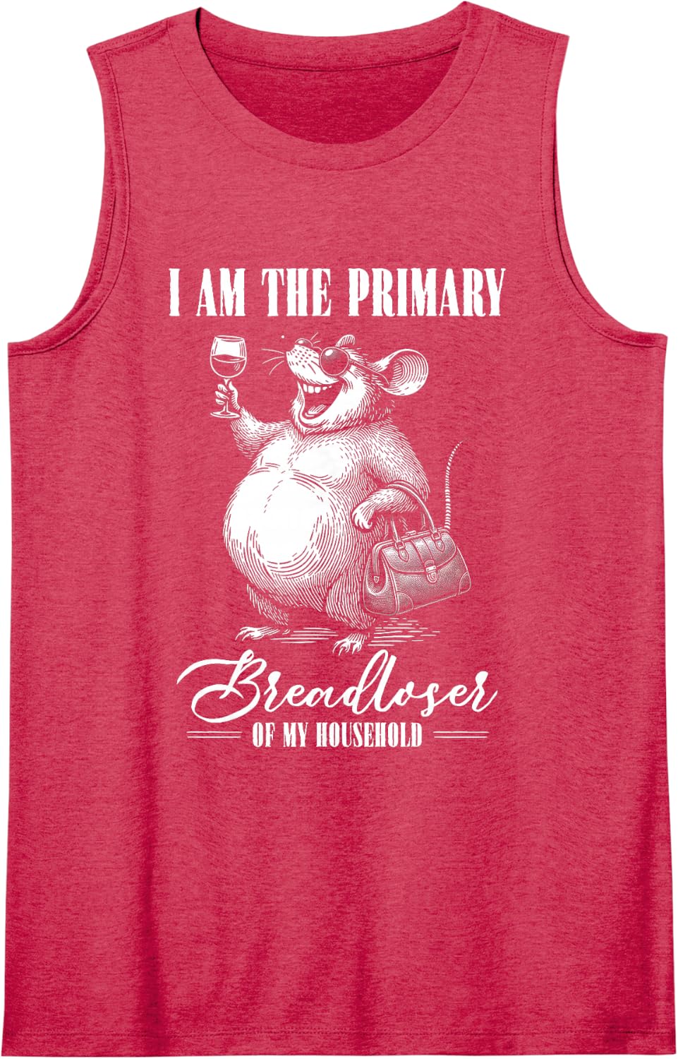 Primary Breadloser of My Household Sarcastic Rat Meme Sleeveless Tank Top - Red