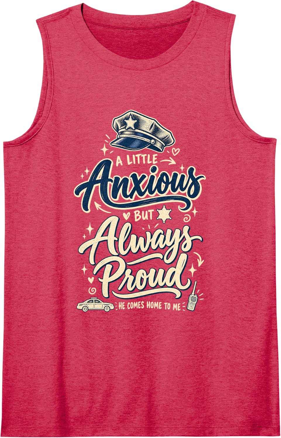 Police Wife Officer Wife Law Enforcement Family Proud Sleeveless Tank Top - Red